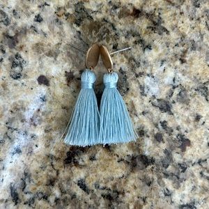 Baby blue tassel earrings